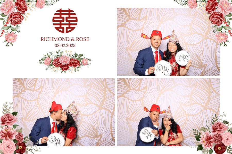 Photo strip collage of Richmond and Rose's wedding photo booth session